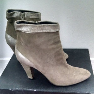 Barneys Co-Op Silver Gray Suede Booties